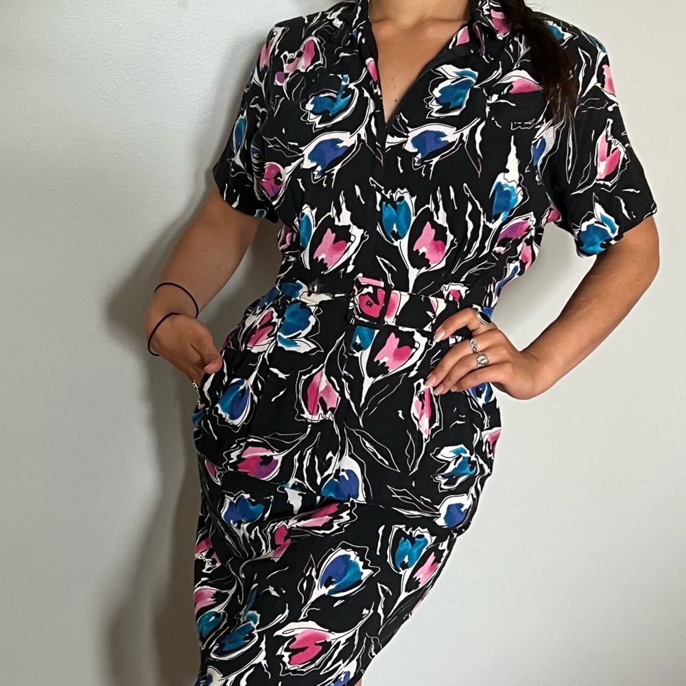 Vintage 1980s Milanzo floral dress